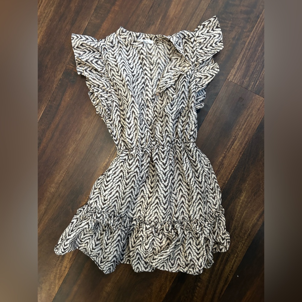 Joie Black and White Chevron Blouse